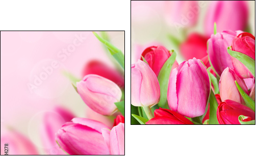 spring pink tulips bouquet - Two-piece canvas print, Diptych