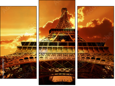 Eiffel tower on sunset - Three-piece canvas print, Triptych