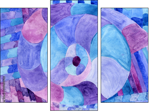 Watercolor Nautilus Picasso in blue. Sea theme watercolor. Sea Picasso. - Three-piece canvas print, Triptych