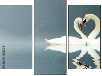 Love Swans - Three-piece canvas print, Triptych