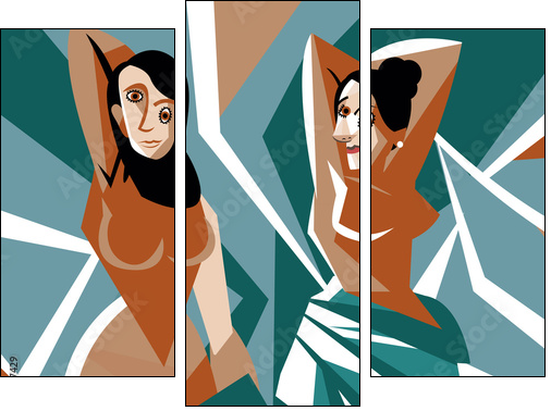 cubist women painting - Three-piece canvas print, Triptych