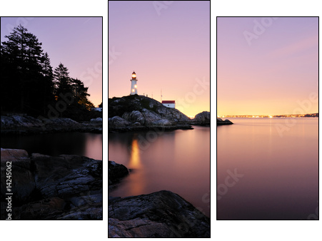 Point Atkinson Lighthouse in West Vancouver, Long Exposure - Three-piece canvas print, Triptych