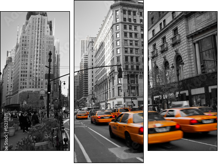 Taxies in Manhattan - Three-piece canvas print, Triptych