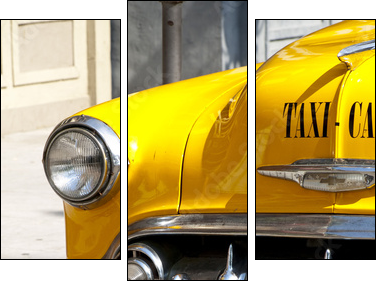 Vintage Yellow Cab - Three-piece canvas print, Triptych