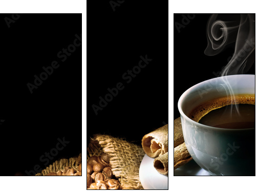 Coffee isolated on black - Three-piece canvas print, Triptych