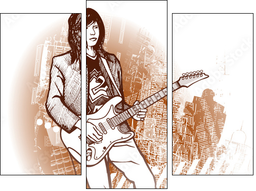 guitarist on grunge background - Three-piece canvas print, Triptych