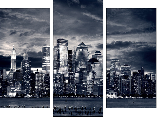 New York City Downtown from Jersey side. - Three-piece canvas print, Triptych