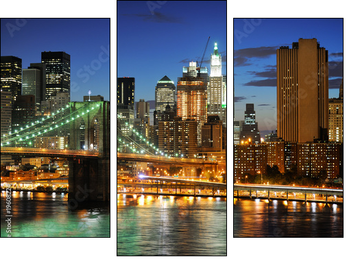 New york Manhattan bridge after sunset - Three-piece canvas print, Triptych