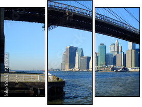 brooklyn bridge and lower manhattan panoramic view, new york - Three-piece canvas print, Triptych