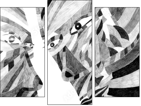 Cube people - Three-piece canvas print, Triptych