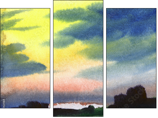 Water colour landscape - Three-piece canvas print, Triptych