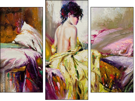 Portrait of the nude girl - Three-piece canvas print, Triptych