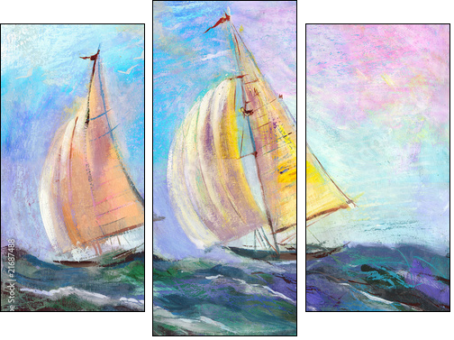 Sailing regatta - Three-piece canvas print, Triptych