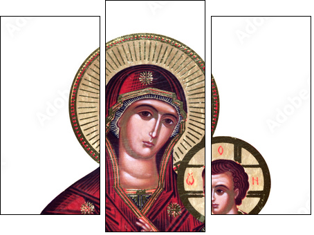 russian icon of 19th century, Virgin Mary and Jesus - Three-piece canvas print, Triptych