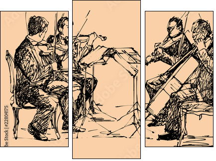 musician quartet - Three-piece canvas print, Triptych