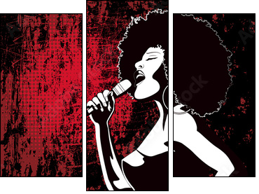 jazz singer on grunge background - Three-piece canvas print, Triptych