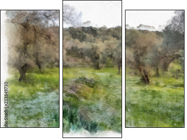 olives fields painting - Three-piece canvas print, Triptych