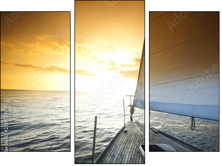 Sailing and sunset sky - Three-piece canvas print, Triptych