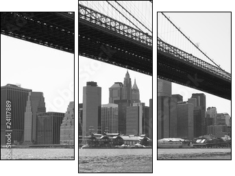 New York City Brooklyn bridge black & white - Three-piece canvas print, Triptych