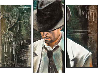 Portrait of the man with a cigarette - Three-piece canvas print, Triptych
