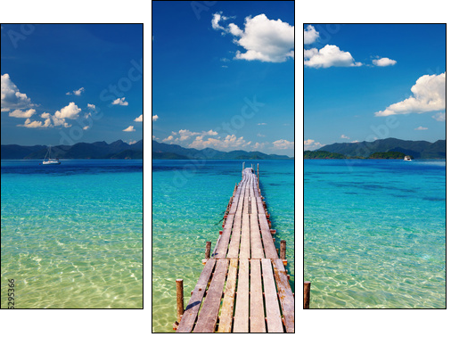 Wooden pier in tropical paradise - Three-piece canvas print, Triptych