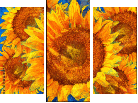 Sunflowers arrangement. Van Gogh style imitation. - Three-piece canvas print, Triptych