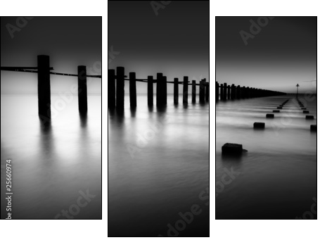 Border of Thames and North Sea in Shoeburyness - Three-piece canvas print, Triptych