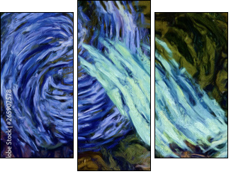 Abstract impressionism painting in Vincent Van Gogh style imitation. Art design background pattern for artistic creative printing production. Wall poster or canvas print template for interior decor. - Three-piece canvas print, Triptych