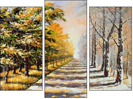Allegory on theme winter-autumn - Three-piece canvas print, Triptych