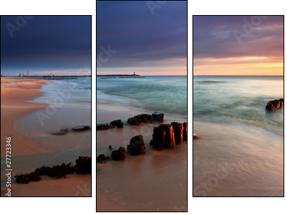 Beautiful sunrise on the beach - Three-piece canvas print, Triptych