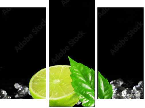 Lime on a black background - Three-piece canvas print, Triptych