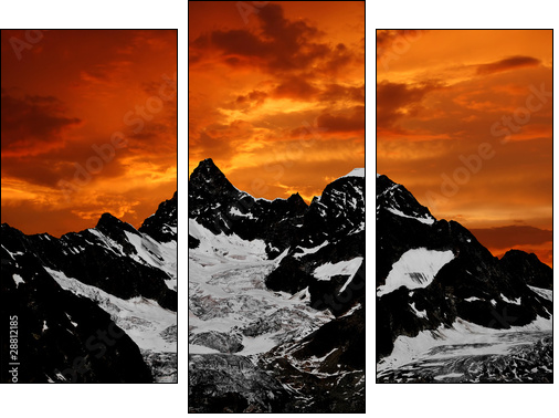 sunset on the Ober Gabelhorn - Three-piece canvas print, Triptych