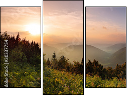 Roszutec peak in sunset - Slovakia mountain Fatra - Three-piece canvas print, Triptych
