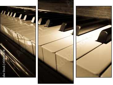 Close up shot of piano keyboard - Three-piece canvas print, Triptych