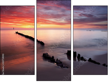 Sunrise on ocean - baltic - Three-piece canvas print, Triptych