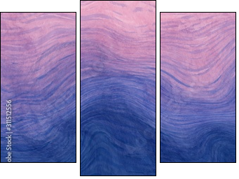 Abstract paint purple and blue with wavy brush stroke lines texture for backgrounds. - Three-piece canvas print, Triptych