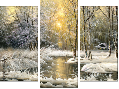 Wood lake - Three-piece canvas print, Triptych