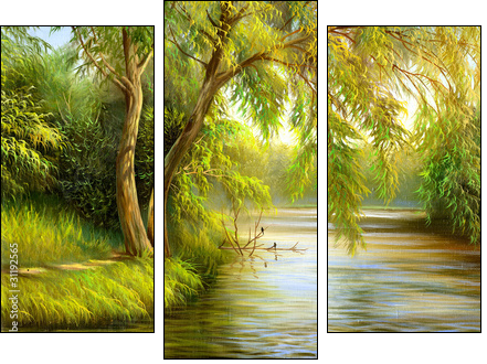 Wood lake - Three-piece canvas print, Triptych