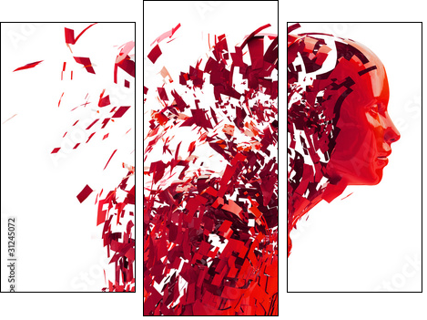 abstract character shattered into pieces - Three-piece canvas print, Triptych