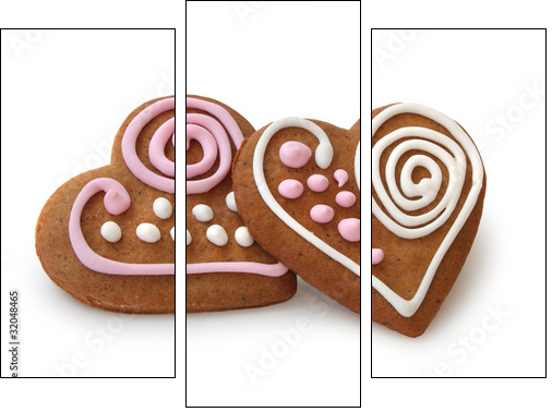 Heart shape ginger breads - Three-piece canvas print, Triptych