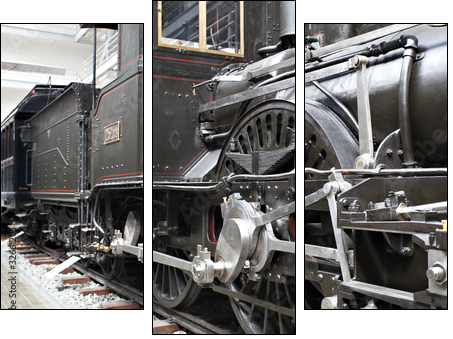 Detail of old steam locomotive - Three-piece canvas print, Triptych
