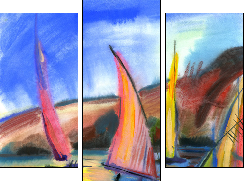 Sailing regatta - Three-piece canvas print, Triptych