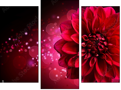 Dahlia Autumn flower design - Three-piece canvas print, Triptych