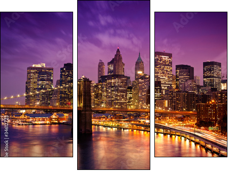 New York Manhattan Pont de Brooklyn - Three-piece canvas print, Triptych