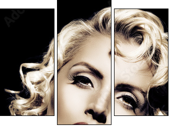 Marilyn Monroe imitation. Retro style - Three-piece canvas print, Triptych