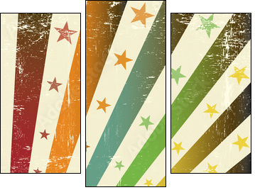 retro multicolor grunge flag - Three-piece canvas print, Triptych