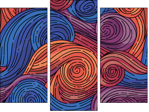 Seamless vector pattern. Van Gogh style - Three-piece canvas print, Triptych