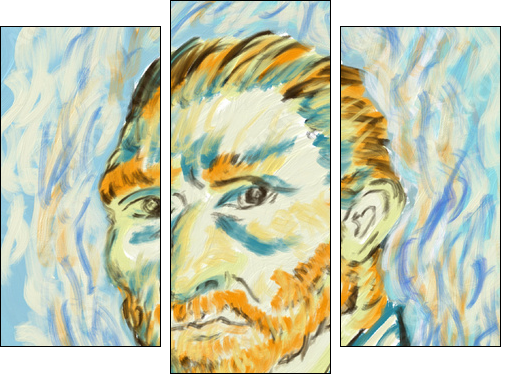 Cute Van Gogh Painting in Adobe Fresco - Three-piece canvas print, Triptych