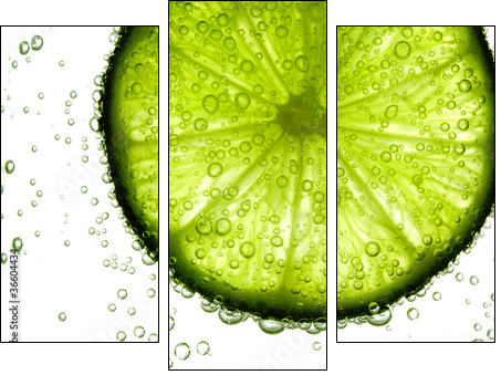 lime slice in water - Three-piece canvas print, Triptych