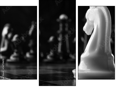 white knight chess piece - Three-piece canvas print, Triptych